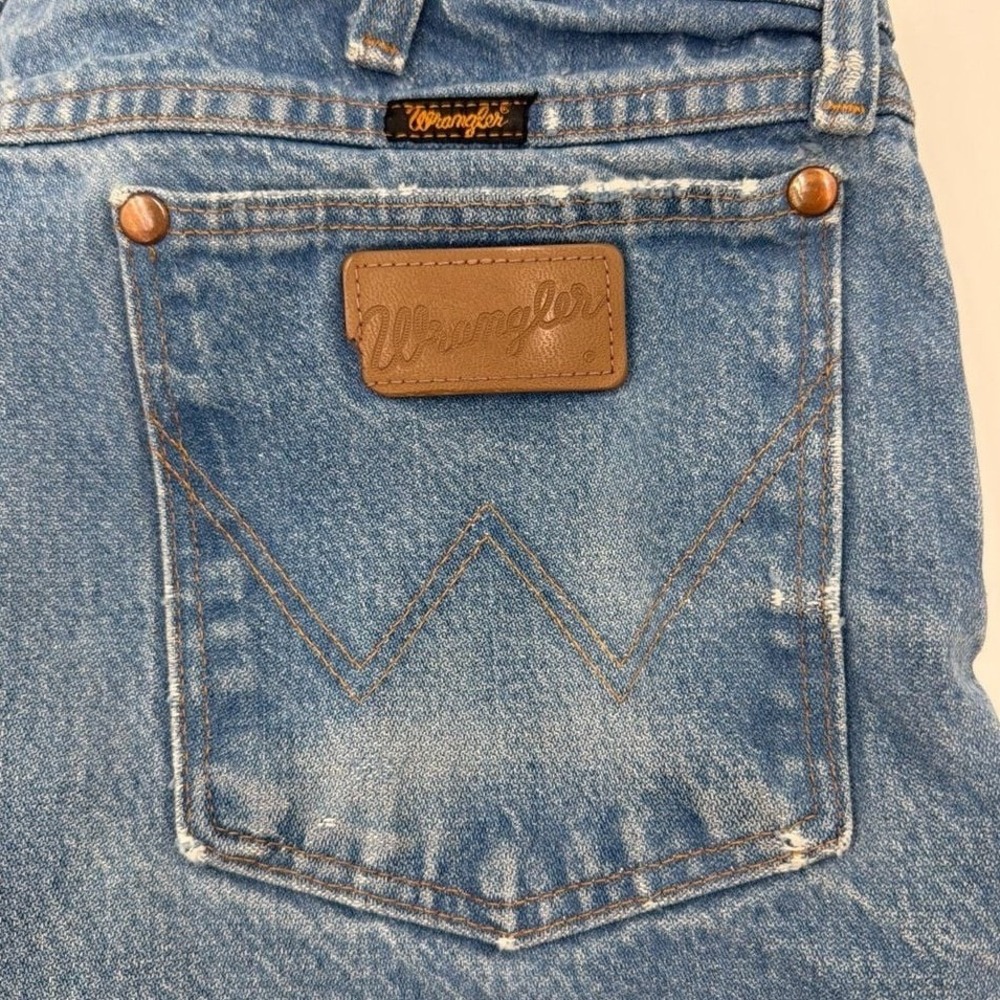 Wrangler 13MWZ Cowboy Cut Jeans Mens 38x34 Blue Denim Straight Leg Distressed - Picture 3 of 6